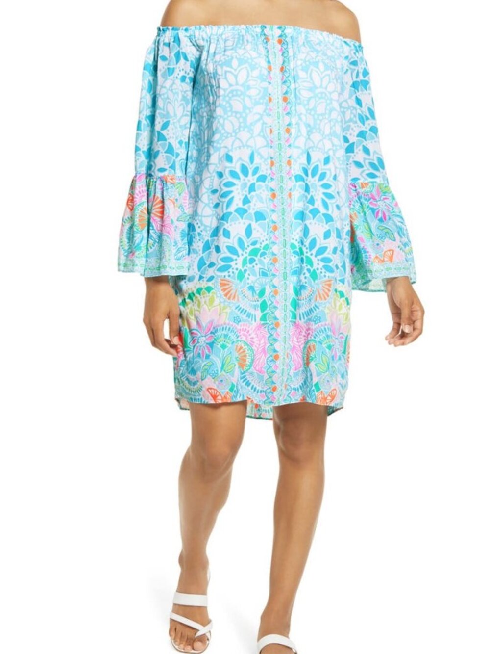 Lilly Pulitzer Nevie Off the Shoulder Shift Dress Medium